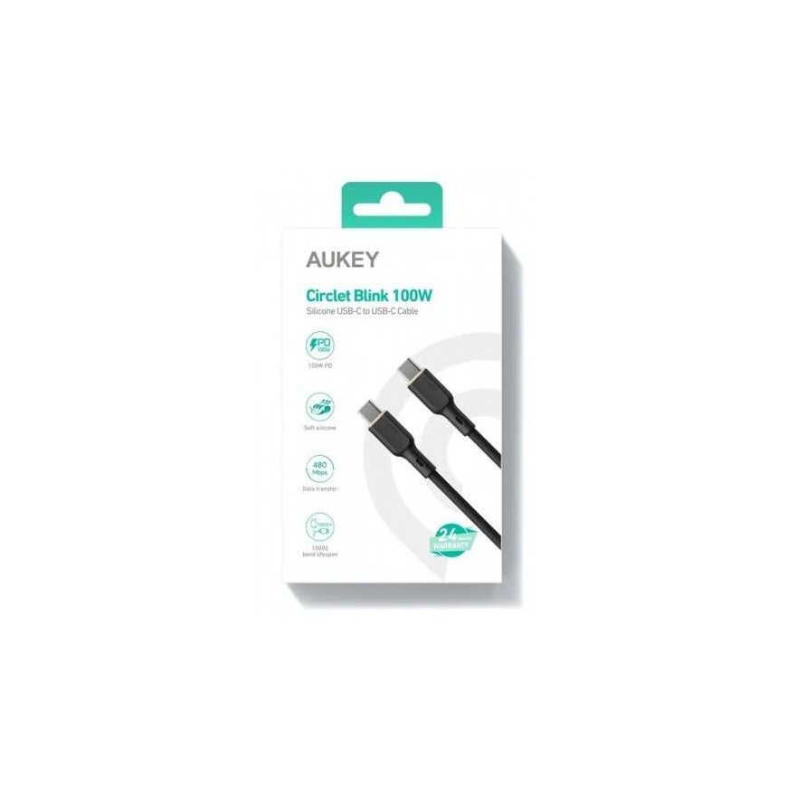 Aukey Cb-scc102 silokonowy kabelis usb c - usb c | 1,8 m | 5a | 100wpd | 20v – 3