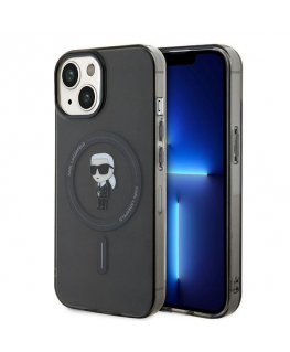 Dėklas Karl Lagerfeld KLHMP15SHFCKNOK iPhone 15 6.1" juoda|juodas hardcase IML Ikonik MagSafe