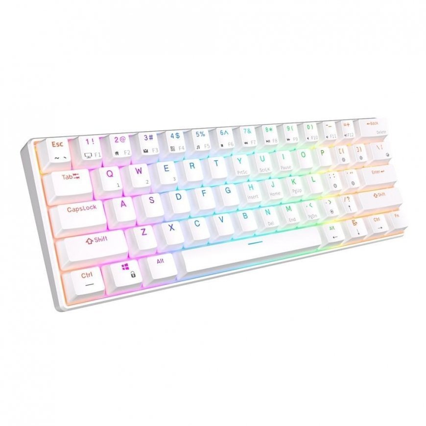 Royal Kludge RK61 TKL Keyboard | 60%, Hot-swap, Red Switches, US, white – 4