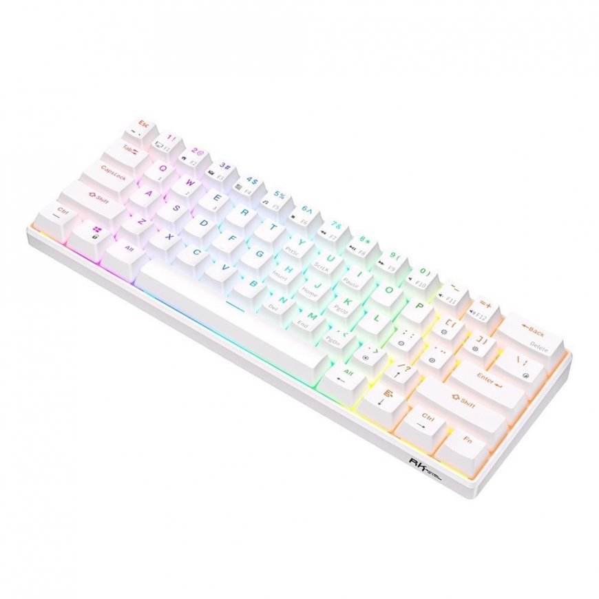 Royal Kludge RK61 TKL Keyboard | 60%, Hot-swap, Red Switches, US, white – 5
