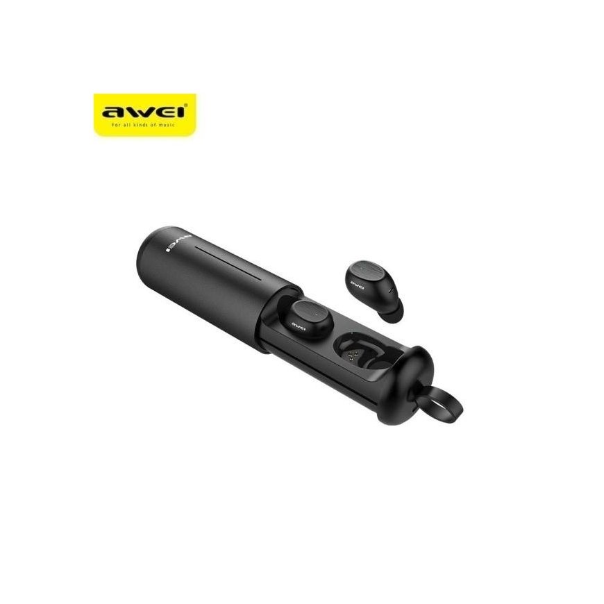 Awei Headphones Bluetooth 5.0 T55 TWS + docking station Black – 5