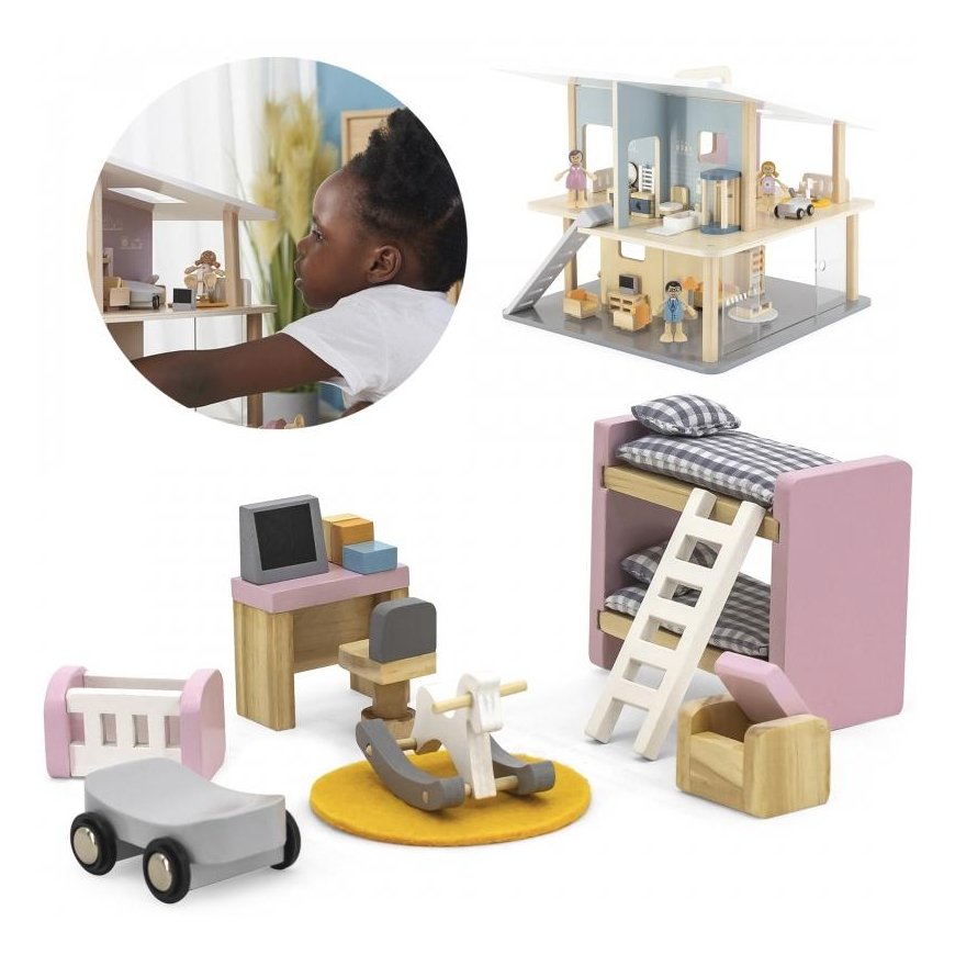 Viga Toys Lėlių namelio baldų komplektas vaikų kambariui, VIGA PolarB – 2