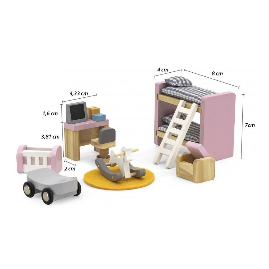 Viga Toys Lėlių namelio baldų komplektas vaikų kambariui, VIGA PolarB – 3