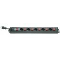 REV 5 sockets w. individual s., 3,7m Musta 250 V