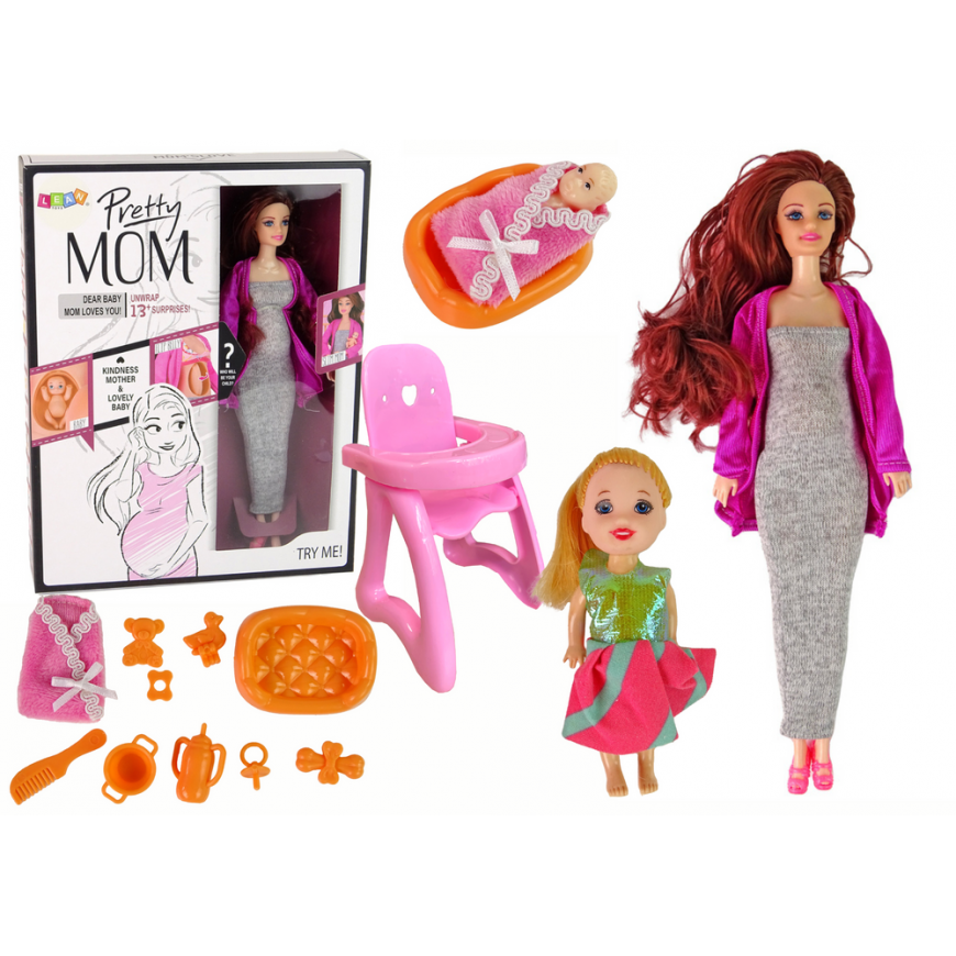 Leantoys Pregnant Doll Long Hair Accessories