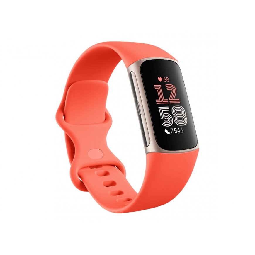 Fitbit Charge 6 Smart Watches, Coral, Champagne Gold