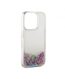 iLike Apple iPhone 15 Silicone Case Water Glitter Rainbow