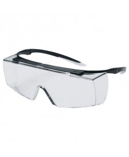 Safety glasses Uvex Super f OTG, panoramic lens, supravision excellence (anti-fog and anti-scratch) coating, black/transparent l