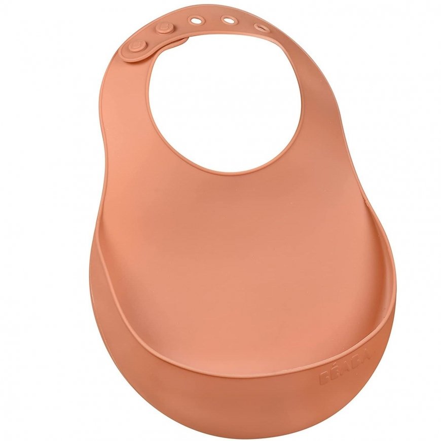 Beaba silicone bib, color: terracotta