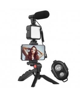 Elight Y9 Vlog Smartphone Fix Video & Photo making kit with Led light / Microphone / Tripod Black