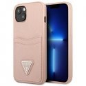 Guess GUHCP13SPSATPP iPhone 13 mini 5.4 inch Pink/Pink Hard Case SaffianoTriangle Logo Card Slot