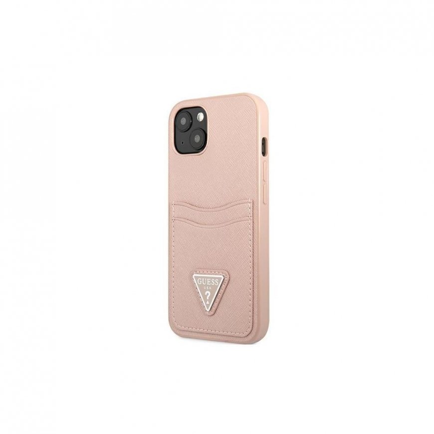Guess GUHCP13SPSATPP iPhone 13 mini 5.4 inch Pink/Pink Hard Case SaffianoTriangle Logo Card Slot – 2