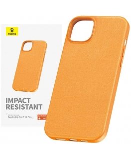 Phone Case for iPhone 15 Plus Baseus Fauxther Series (Orange)