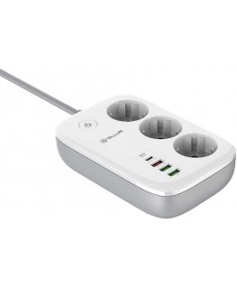 Tellur Smart WiFi Power Strip 3 Outlets, PD30W, QC18W, 2xUSB 2.4A 2500W 10A 2m