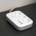 Tellur Smart WiFi Power Strip 3 Outlets, PD30W, QC18W, 2xUSB 2.4A 2500W 10A 2m Tellur Smart WiFi Power Strip 3 Outlets, PD30W, QC18W, 2xUSB 2.4A 2500W 10A 2m