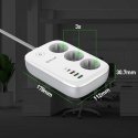 Tellur Smart WiFi Power Strip 3 Outlets, PD30W, QC18W, 2xUSB 2.4A 2500W 10A 2m Tellur Smart WiFi Power Strip 3 Outlets, PD30W, QC18W, 2xUSB 2.4A 2500W 10A 2m