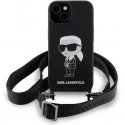 Dėklas Karl Lagerfeld KLHCP15SSCBSKNK iPhone 15 6.1" hardcase juoda|juodas Crossbody Silicone Ikonik