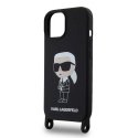 Dėklas Karl Lagerfeld KLHCP15SSCBSKNK iPhone 15 6.1" hardcase juoda|juodas Crossbody Silicone Ikonik