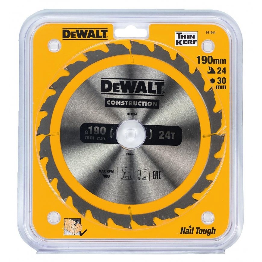 Dewalt diskinis pjūklas medienai 190x30mm, 24 dantukai (DT1944-QZ) – 2