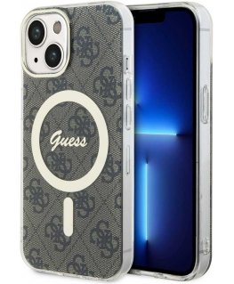 Guess IML 4G MagSafe Case for iPhone 15 Brown