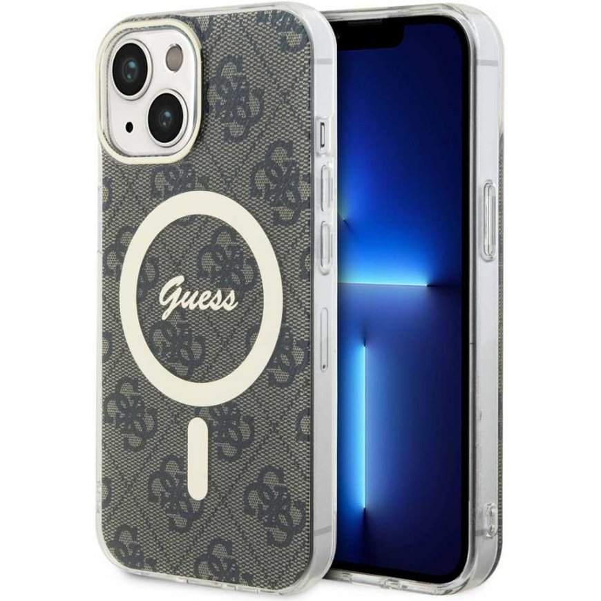 Guess IML 4G MagSafe Case for iPhone 15 Brown