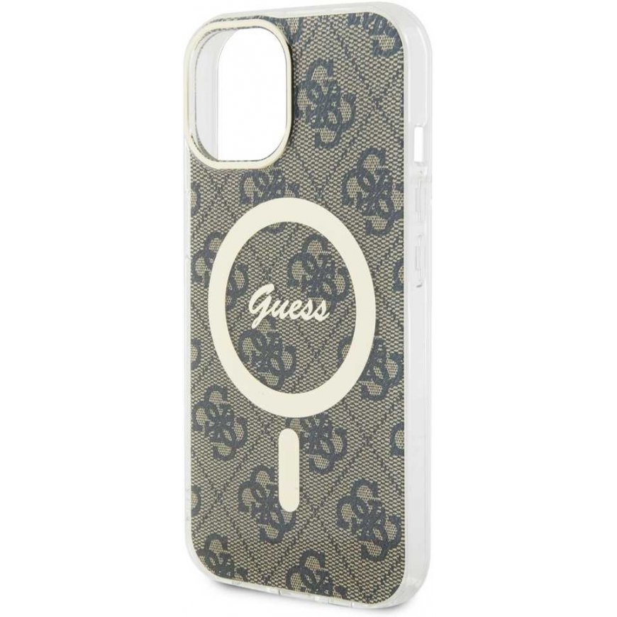 Guess IML 4G MagSafe dėklas, skirtas iPhone 15 Brown – 5