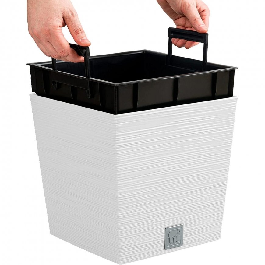 Prosperplast div class"int_ce_html"FURU SQUARE LOW flower pot - white/div – 2