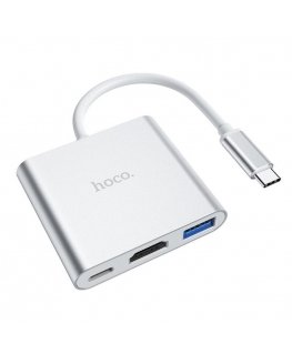 Adapter Hoco HB14 Type-C to USB-A+HDMI+Type-C silver