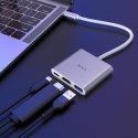 Adapter Hoco HB14 Type-C to USB-A+HDMI+Type-C silver Adapter Hoco HB14 Type-C to USB-A+HDMI+Type-C silver
