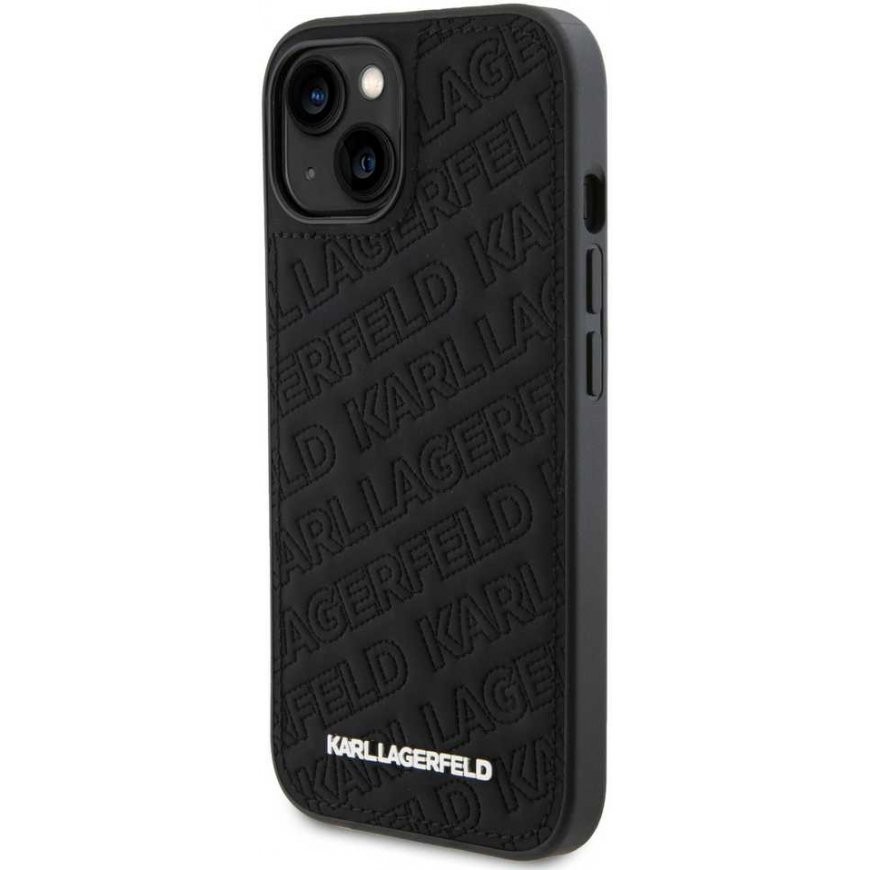 Karl Lagerfeld PU quilted pattern case for iPhone 15 Black