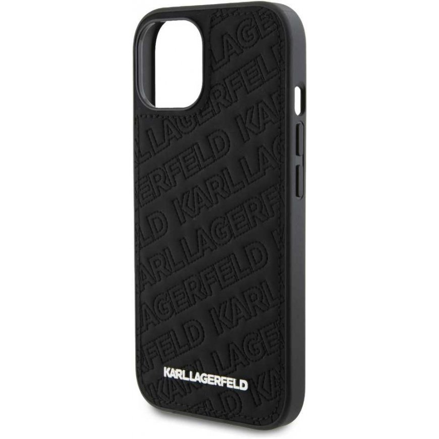 Karl Lagerfeld PU dygsniuotas modelio dėklas iPhone 15 Juodas – 5