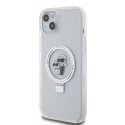Karl Lagerfeld Ringstand Karl ir Choupette MagSafe dėklas, skirtas iPhone 15 Plus Baltas