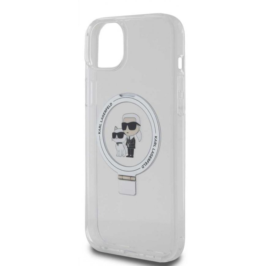 Karl Lagerfeld Ringstand Karl and Choupette MagSafe Case for iPhone 15 Plus White – 5