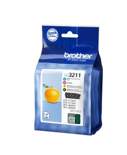 Brother LC-3211VAL tindikassett Originaal Standard Yield Must, Tsüaan, Magenta, Kollane