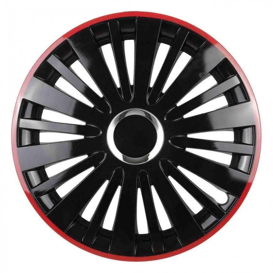 Leoplast Falcon 16" black hub cap with red trim – 2