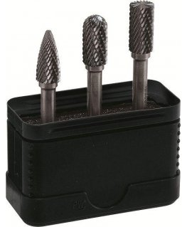 3 pcs in the set rotary files for metal: ZYA-S end mill, rounded cylindrical WRC, conical SPG, Alpen [0776000003100]