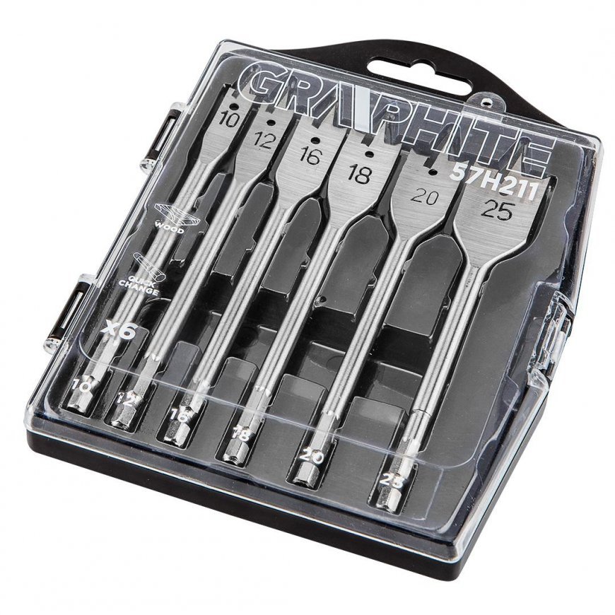 Grąžtas Graphite Medžio grąžtai 10,12,16,18,20,25mm, 6 vnt. – 2