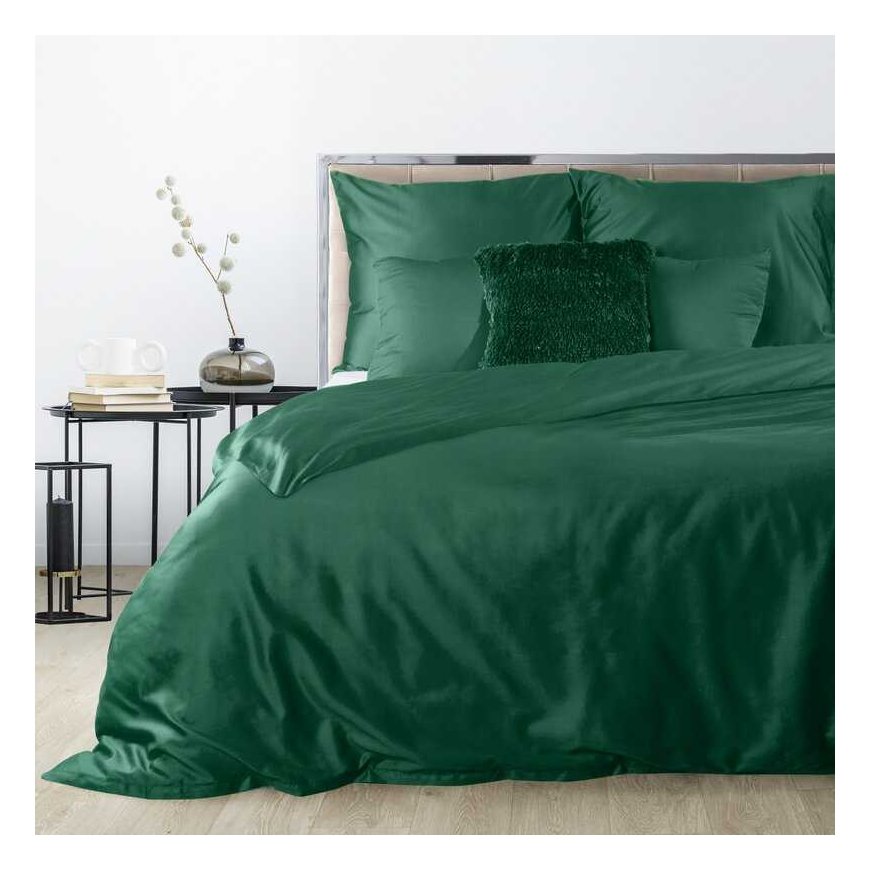 Eurofirany NOVA3 high-quality cotton satin monochrome bedding set, 180 X 200 cm, 2 pcs. 70 X 80cm, color: green – 5