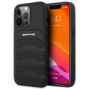 Mercedes AMG AMHCP14LGSEBK iPhone 14 Pro 6.1" Black / Black Hard Case, Leather Embossed Lines