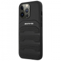 Mercedes AMG AMHCP14LGSEBK iPhone 14 Pro 6.1 "juodas / juodas kietas dėklas, odinės įspaudos linijos Mercedes AMG AMHCP14LGSEBK iPhone 14 Pro 6.1 "juodas / juodas kietas dėklas, odinės įspaudos linijos