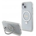 Guess IML Ring Stand Glitter MagSafe dėklas, skirtas iPhone 15 Skaidrus