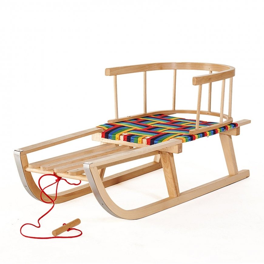 Wooden sled with backrest GreenBlue GB138