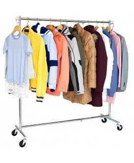 Tatkraft Urban Adjustable Heavy-Duty Clothes Rail with Industrial Grade Locking Wheels, Extendable from 36.6 to 55 inches, 100kg