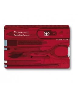 Victorinox SwissCard Classic Raudona, Permatomas ABS sintetika