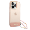 Guess GUHCP14XHGCOHP iPhone 14 Pro Max 6.7" Pink/Pink Hard Case Transparent Pearl Strap Guess GUHCP14XHGCOHP iPhone 14 Pro Max 6.7" Pink/Pink Hard Case Transparent Pearl Strap