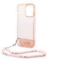 Guess GUHCP14XHGCOHP iPhone 14 Pro Max 6.7" Pink/Pink Hard Case Transparent Pearl Strap Guess GUHCP14XHGCOHP iPhone 14 Pro Max 6.7" Pink/Pink Hard Case Transparent Pearl Strap