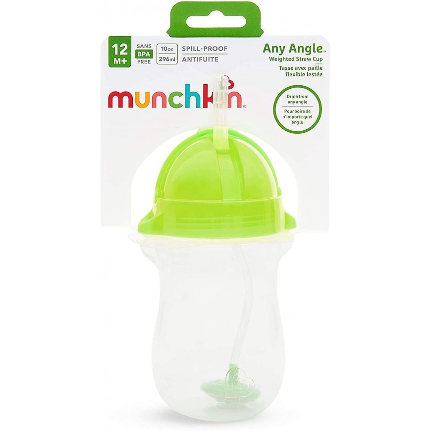 MUNCHKIN gertuvė su šiaudeliu ir svareliu, žalia, 12mėn+, 296ml, 01246301 – 2