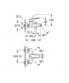 Grohe Bath/shower mixer EUROSMART 3, chrome 33300003