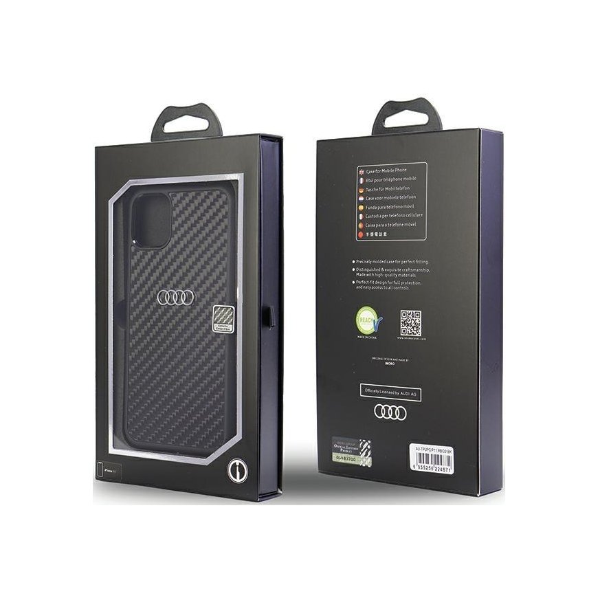 Audi dėklas iPhone 11 AU-TPUPCIP11-R8/D2-BK juodas kietas dėklas Carbon Fiber – 4