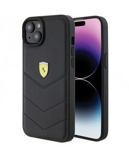 Ferrari Quilted Metal Logo Back Case for Apple iPhone 15 Plus